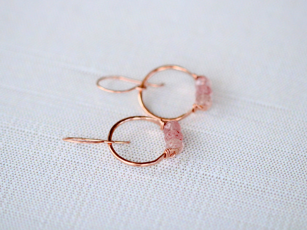 Posy Hoops - Strawberry Quartz