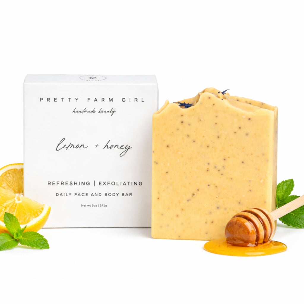 Pretty Farm Girl Lemon + Honey + Poppy Seed Handmade Tallow and Goat Milk Soap Bar
