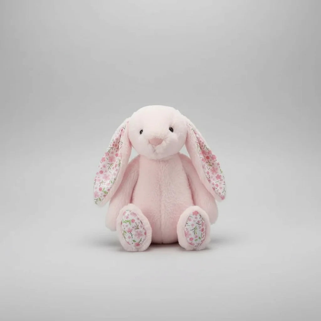 Soft Floral Ears Bonnie Rabbit Plush Toy - Cute Bunny Stuffed Doll for Kids Birthday Gift