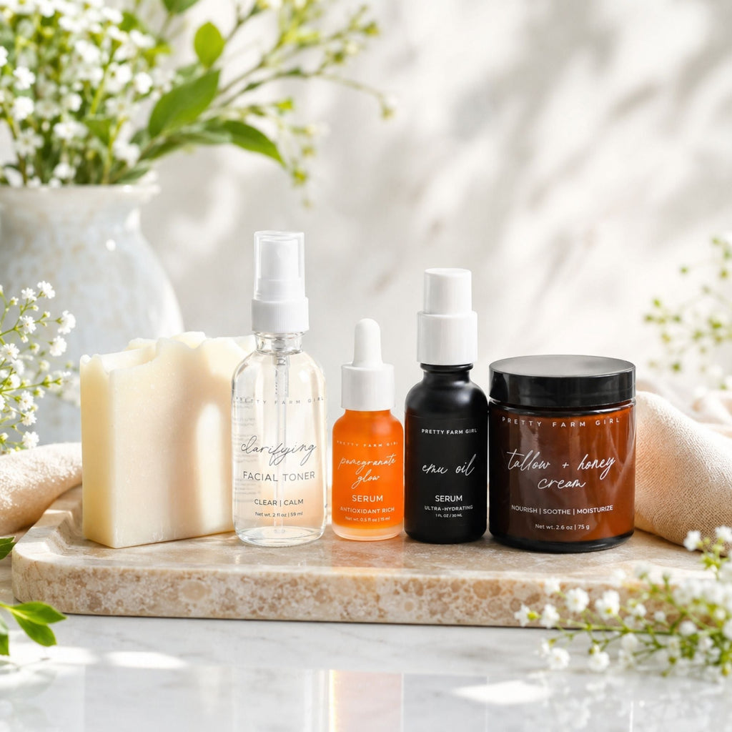 Pretty Farm Girl Sensitive Skin Fragrance Free Skincare Routine Essentials Kit