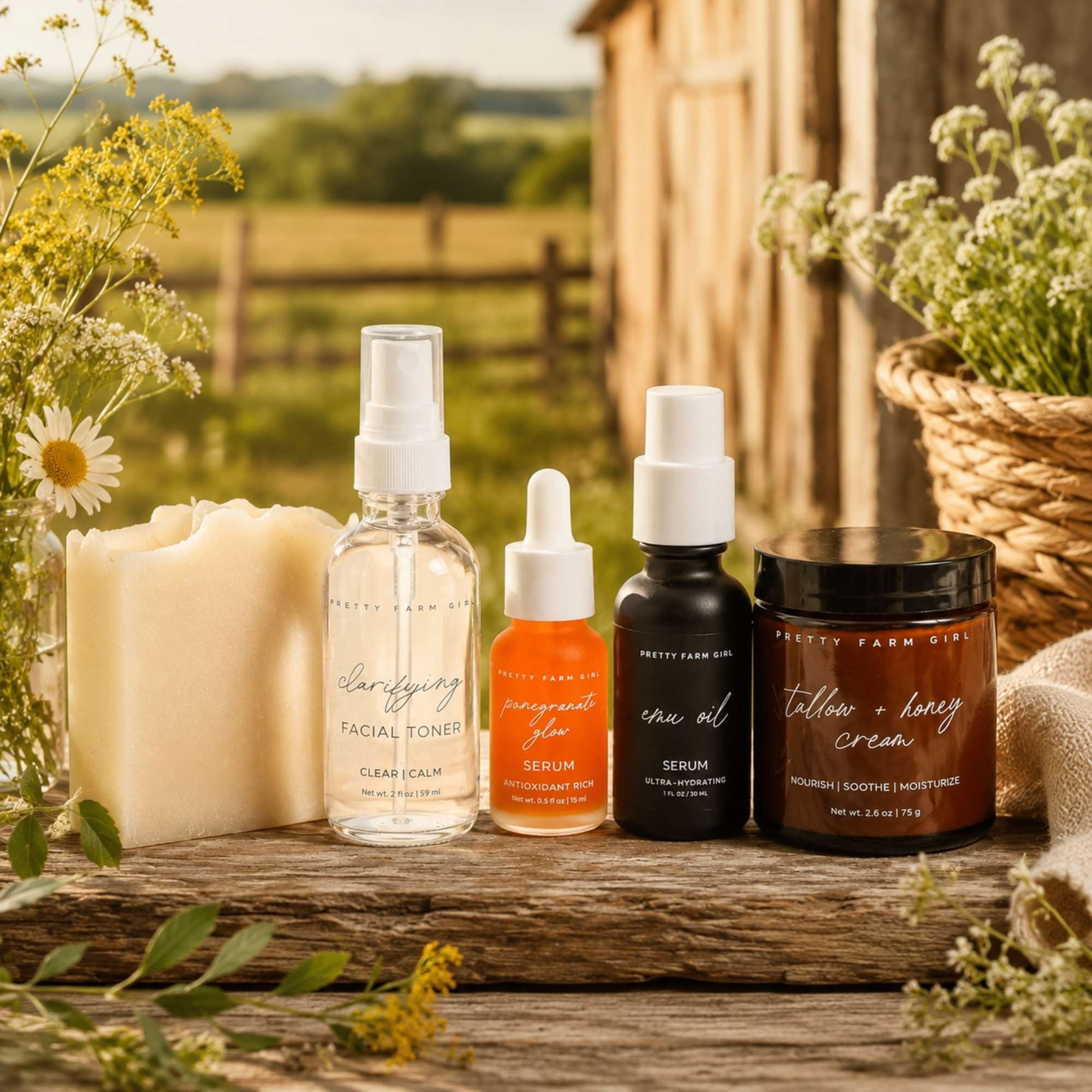 Pretty Farm Girl Sensitive Skin Fragrance Free Skincare Routine Essentials Kit