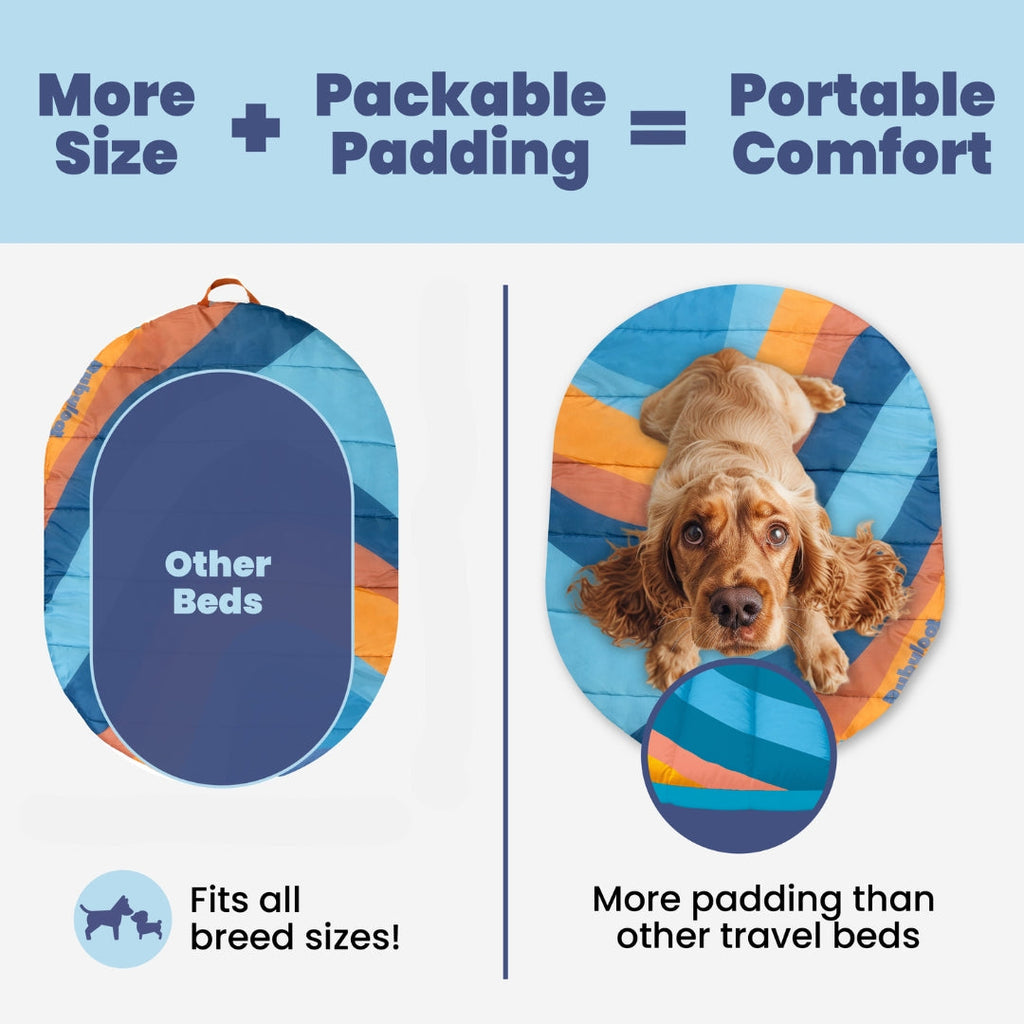 Rubyloo Travel Dog Bed - Foldable & Packable for Travel, Road Trip, Camping