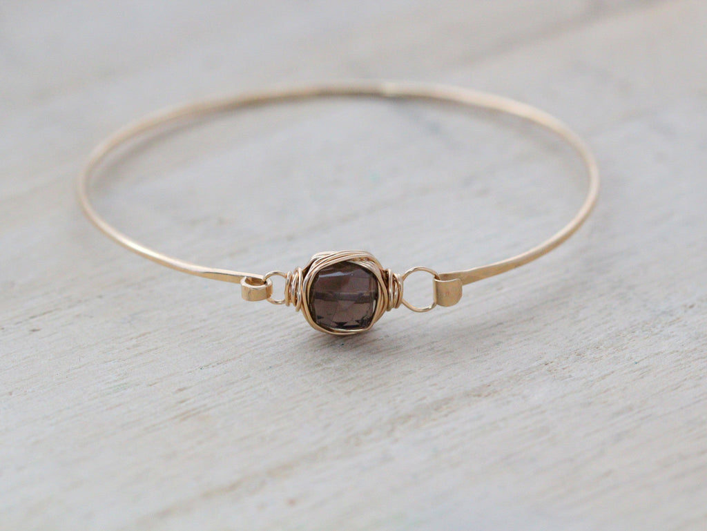 Smoky Quartz  Bezel Wrapped Bangle