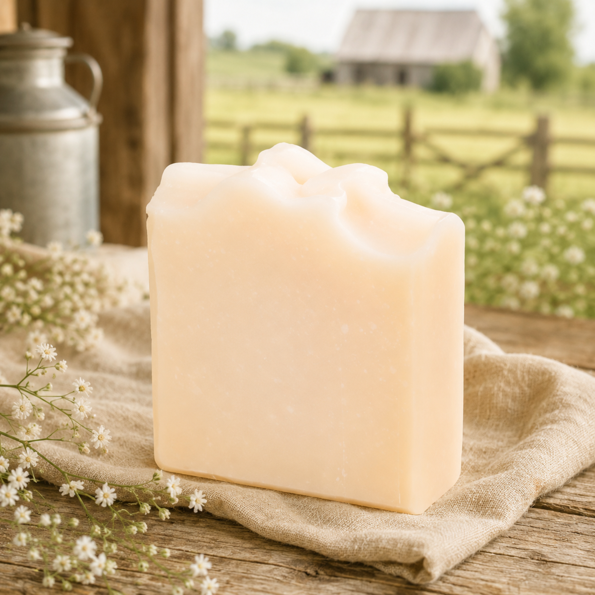 Pretty Farm Girl Soft + Gentle Buttermilk Soap Made for Sensitive Skin Fragrance Free Handmade Tallow and Goat Milk Soap Bar