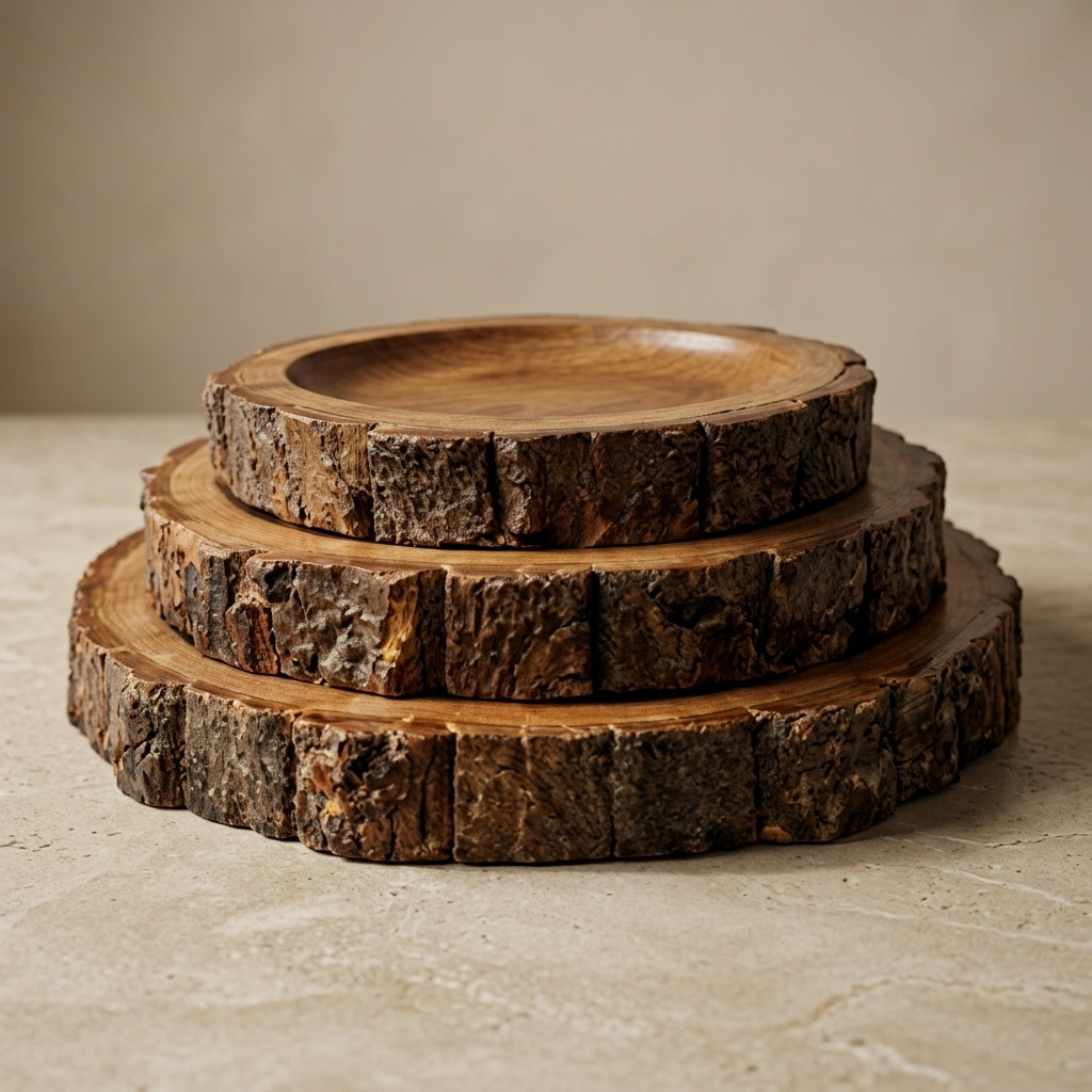 Round Tree Mango Wood Platter Set of 3