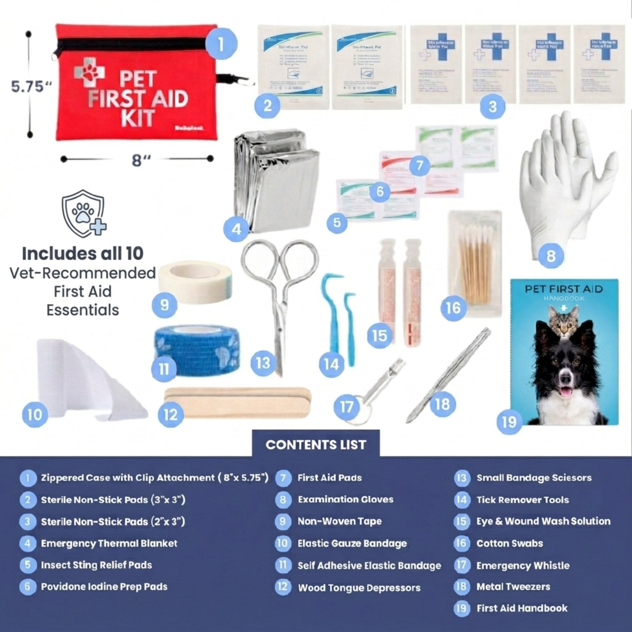 Rubyloo Pet First Aid Kit for Dogs & Cats with Vet-Approved Essentials