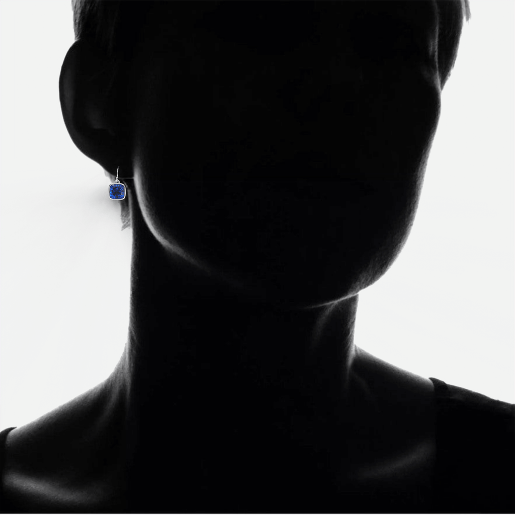 2 Pair Pack: 9.00 CTW Cushion Cut Created Blue Sapphire & Emerald Drop Earrings – Available in .925 Sterling Silver or 14kt Yellow Gold Over .925 – 8mm Square Gems