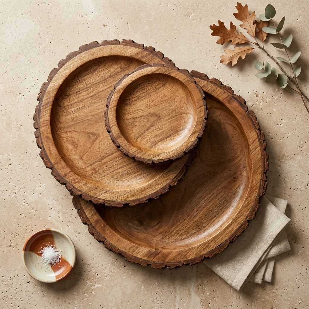 Round Tree Mango Wood Platter Set of 3