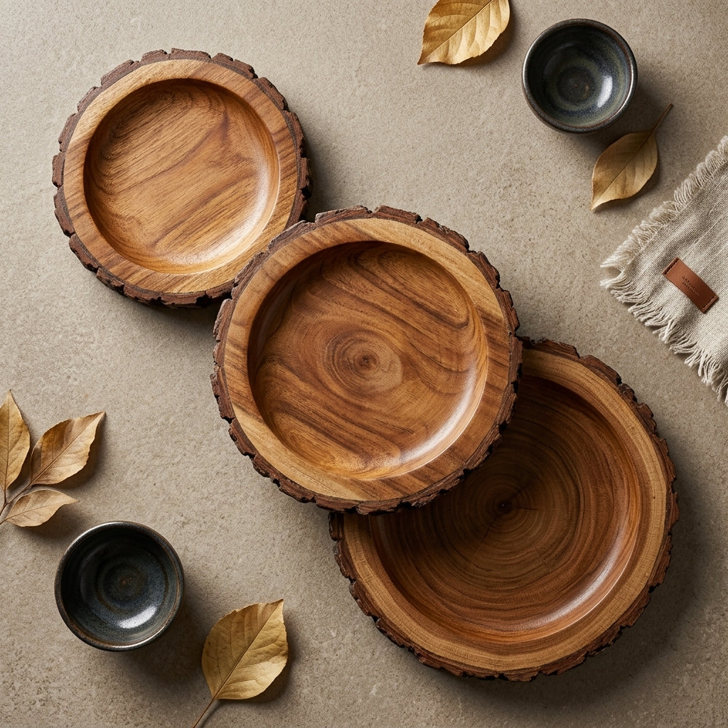 Round Tree Mango Wood Platter Set of 3