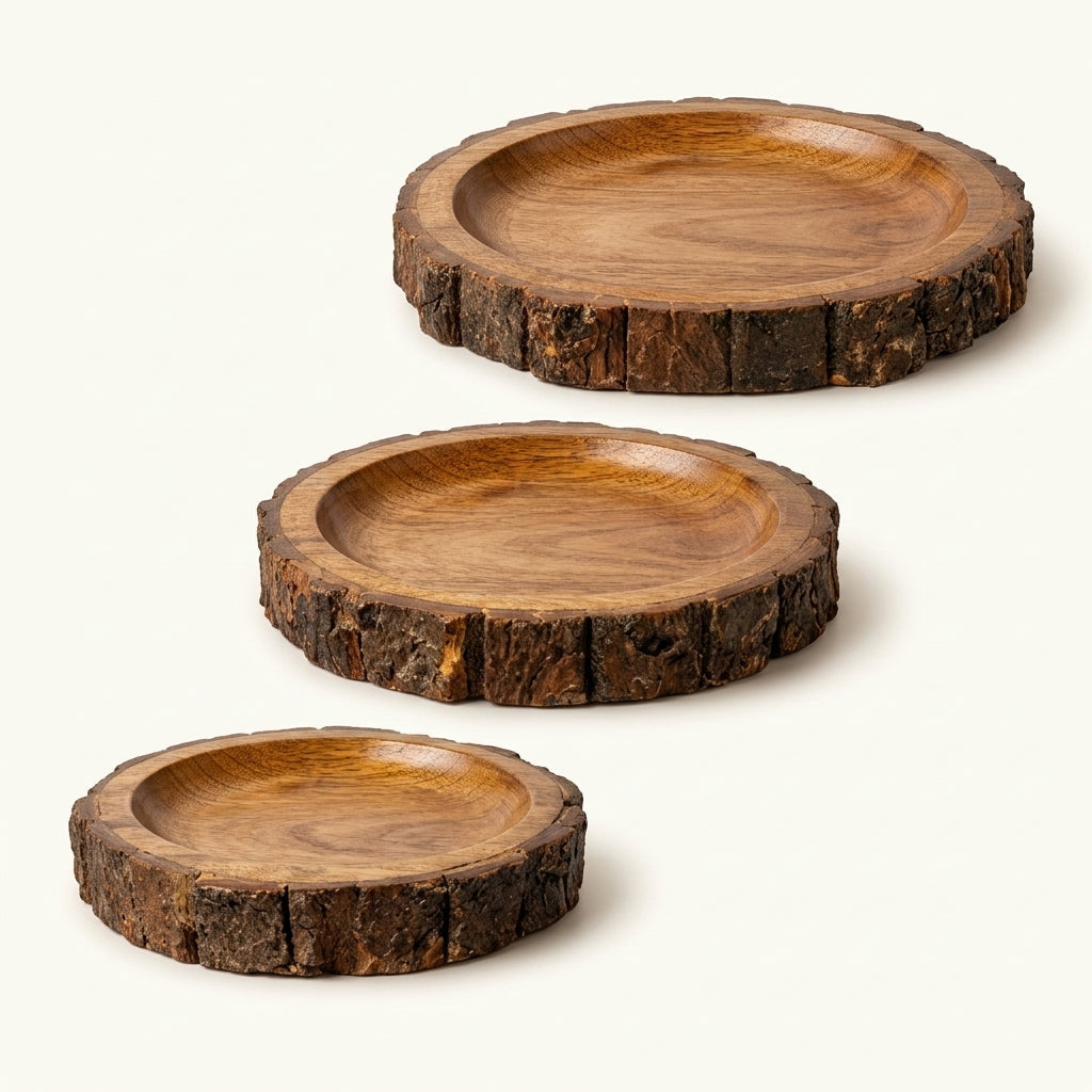 Round Tree Mango Wood Platter Set of 3