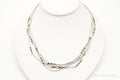 Vintage Native American Multi Gemstone Bead Sterling Silver Chain Necklace