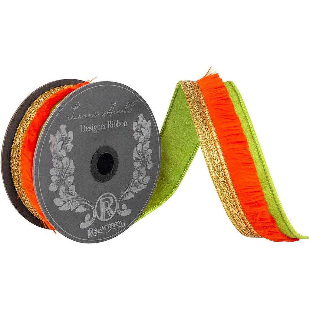 1 inch Orange Fringe Trimming Ribbon: Green (5 Yards)