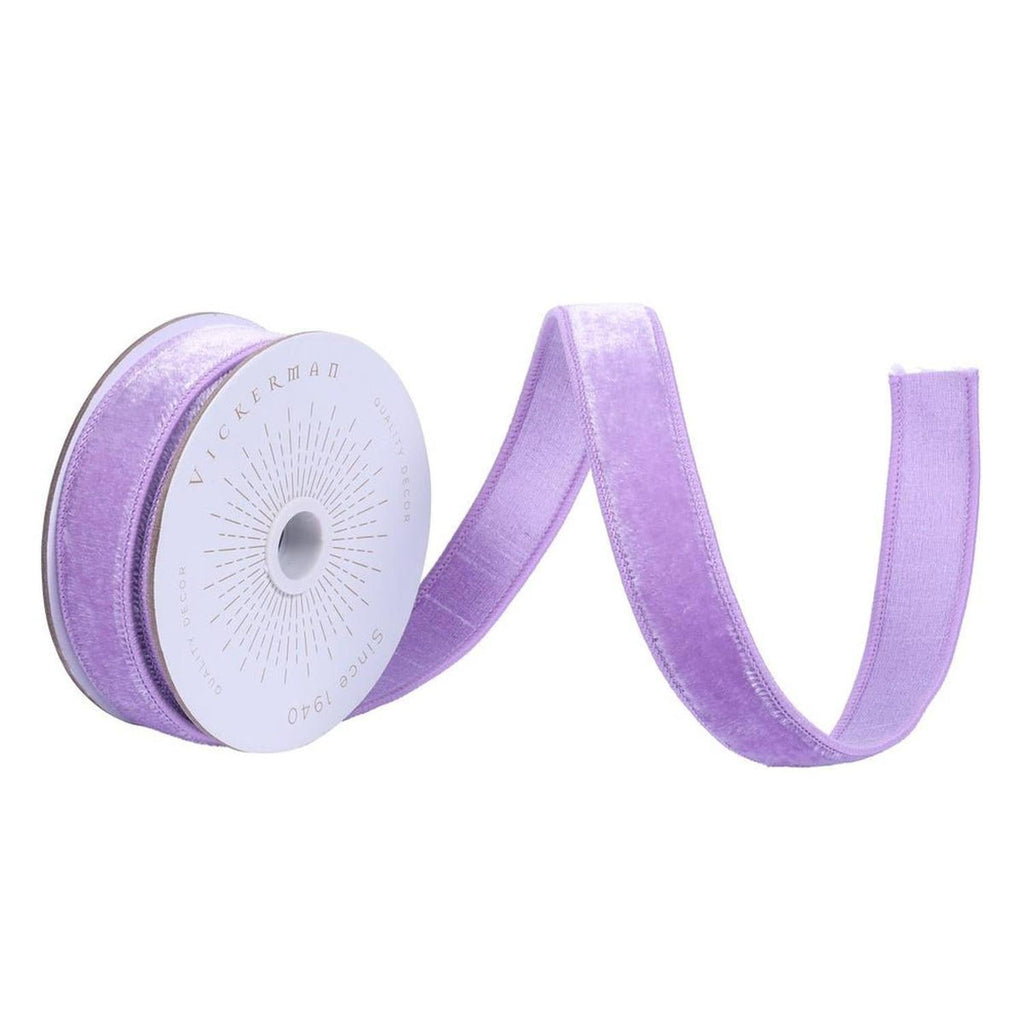 1" Velvet Luster Wired Ribbon: Lavender (10 Yards)