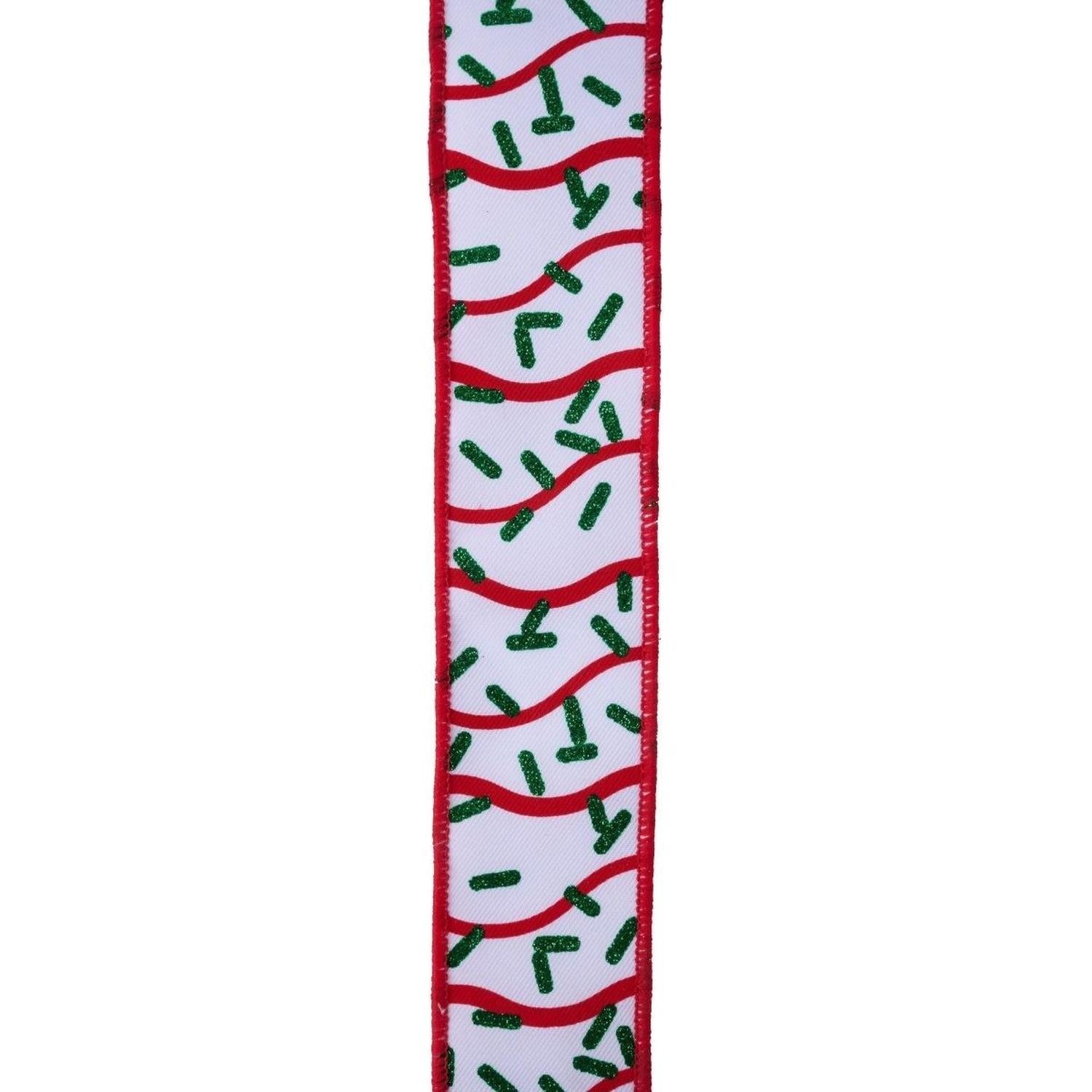 1.5" Wavy Stripe Glitter Sprinkle Ribbon: White (10 Yards)