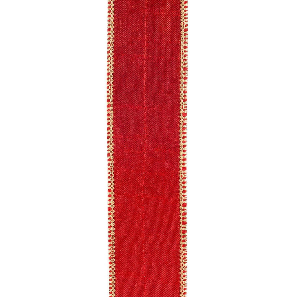 1.5in Holly Leaf Jewel Embroidery Ribbon: Red/Green (5 Yards)