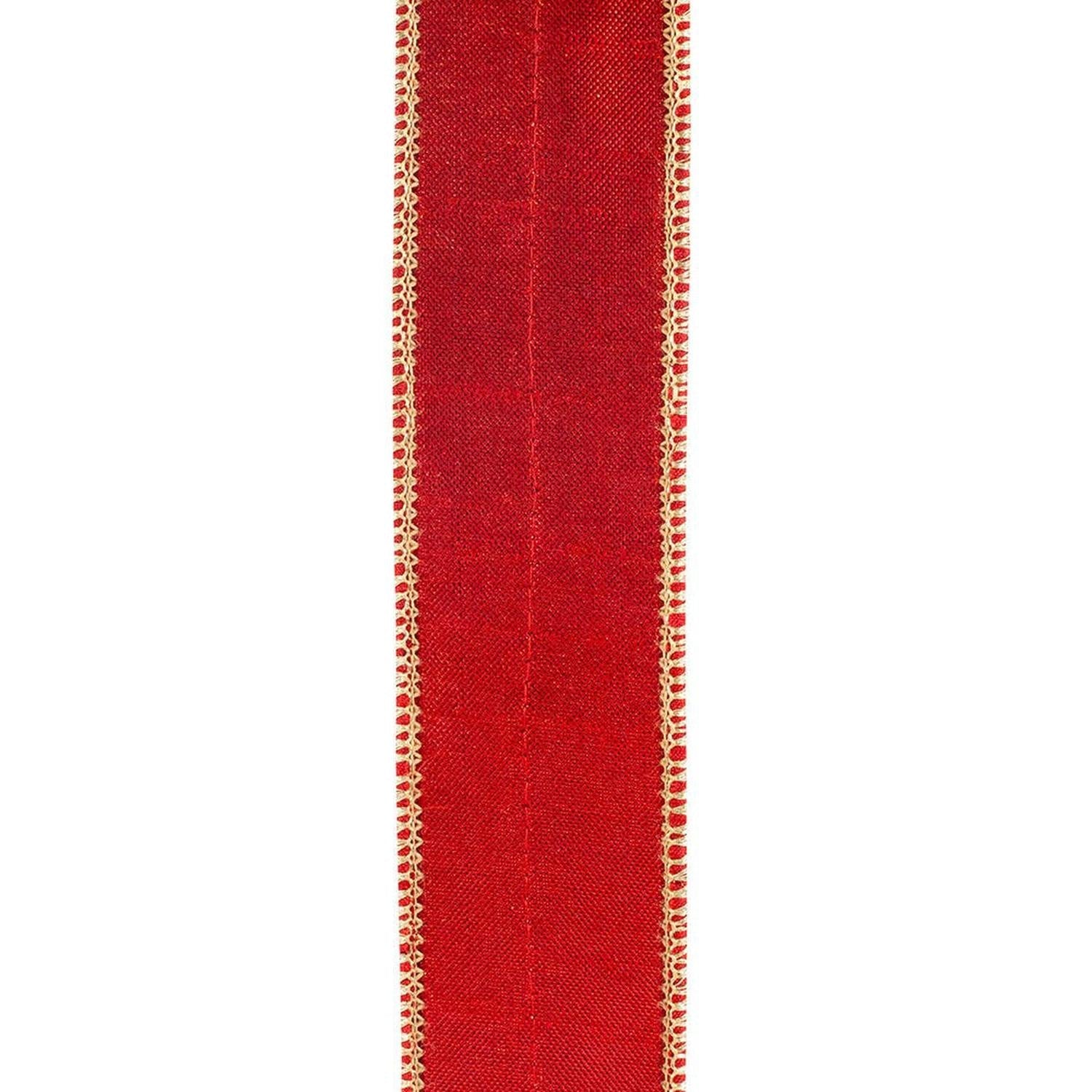1.5in Holly Leaf Jewel Embroidery Ribbon: Red/Green (5 Yards)