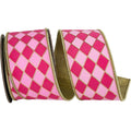 2.5 in Two Tone Pink Gold Trim Harlequin Ribbon (5 Yards)