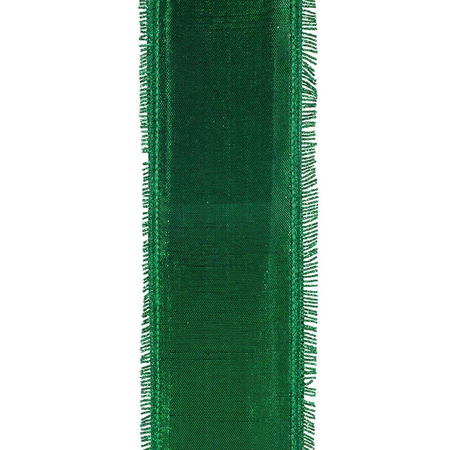 2.5in Opulent Trim Fringe Velvet Ribbon: Red/Green (10 Yards)