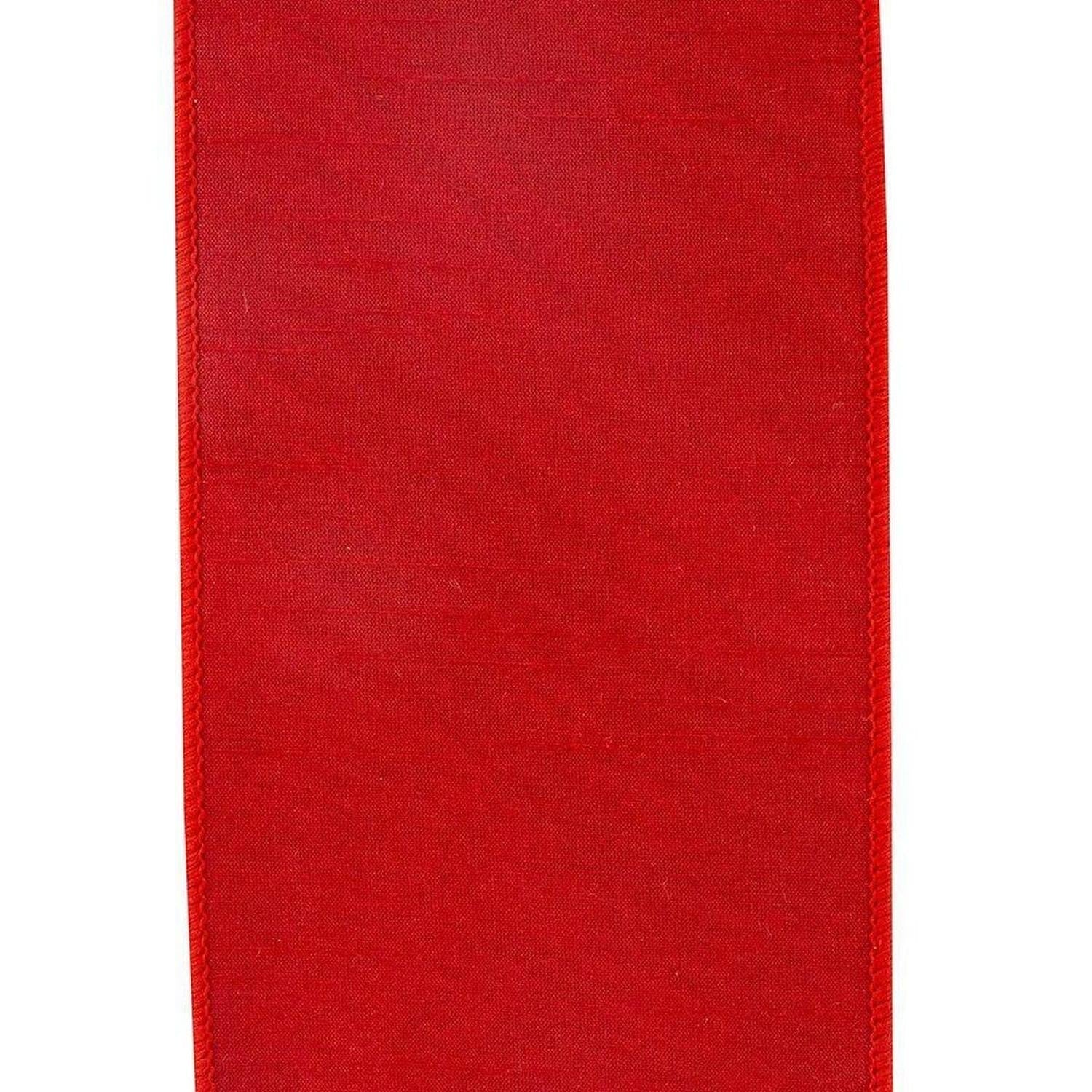 4 in Plaid Dupioni Classic Ribbon: Red (5 Yards)
