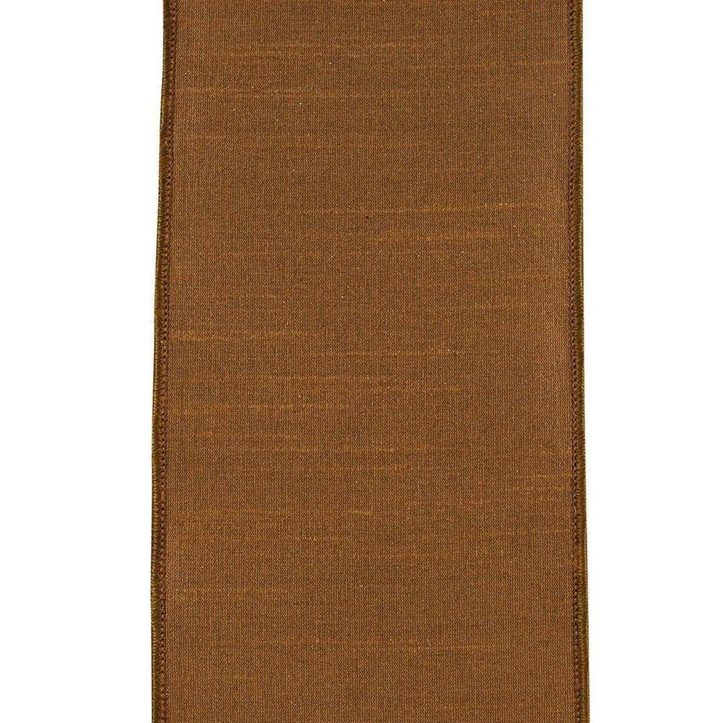 4in Diagonal Glitter Stripe Ribbon: Brown (5 Yards)