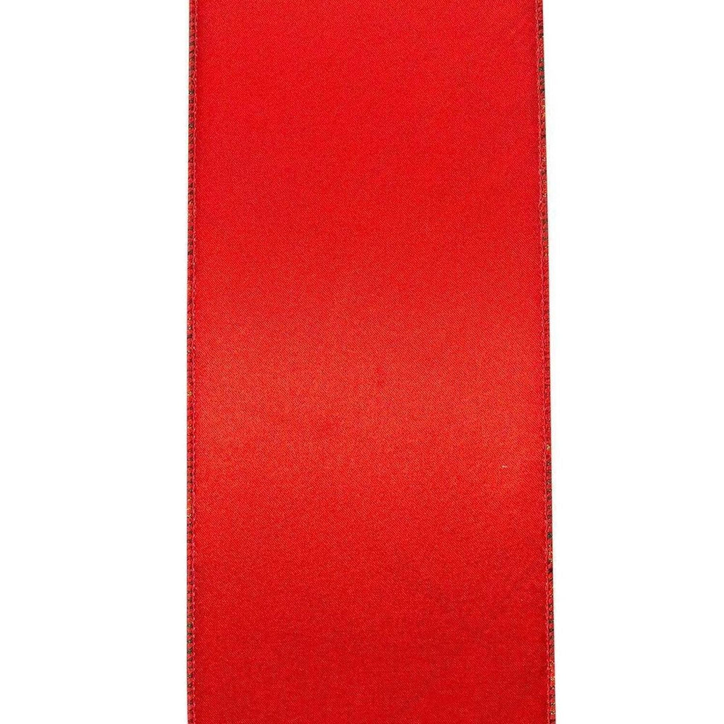 4in Metallic Diagonal Plaid Ribbon: Red (10 Yards)