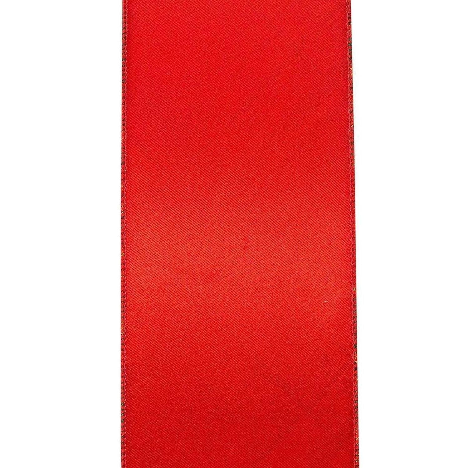 4in Metallic Diagonal Plaid Ribbon: Red (10 Yards)