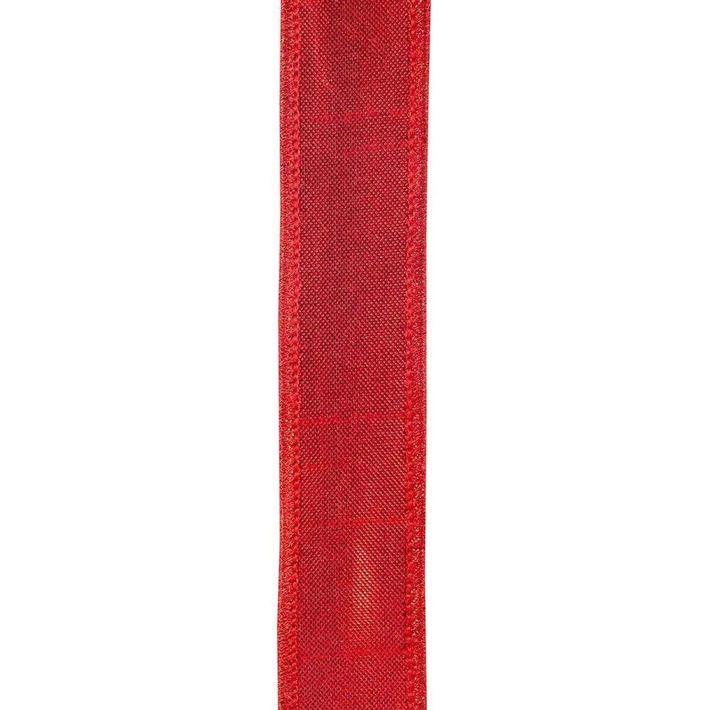 7/8 inch Metallic Dupioni Ribbon: Red (10 Yards)