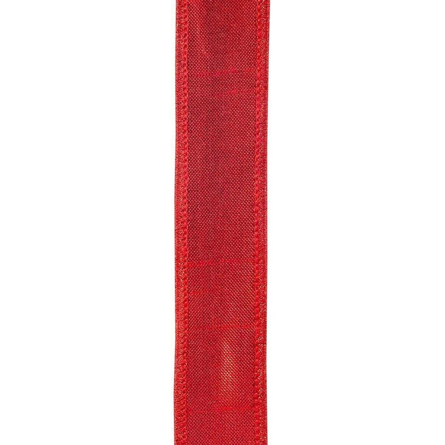 7/8 inch Metallic Dupioni Ribbon: Red (10 Yards)