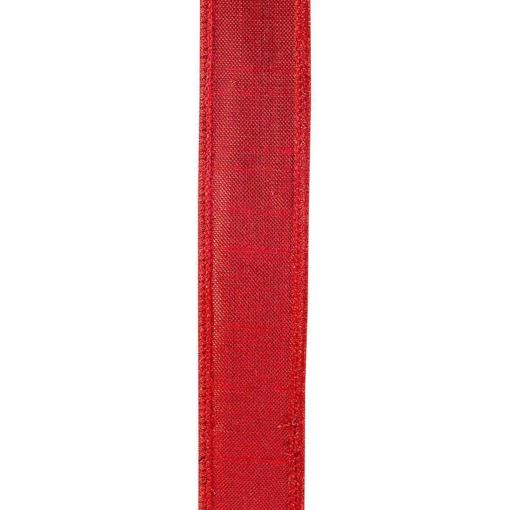 7/8 inch Metallic Dupioni Ribbon: Red (10 Yards)