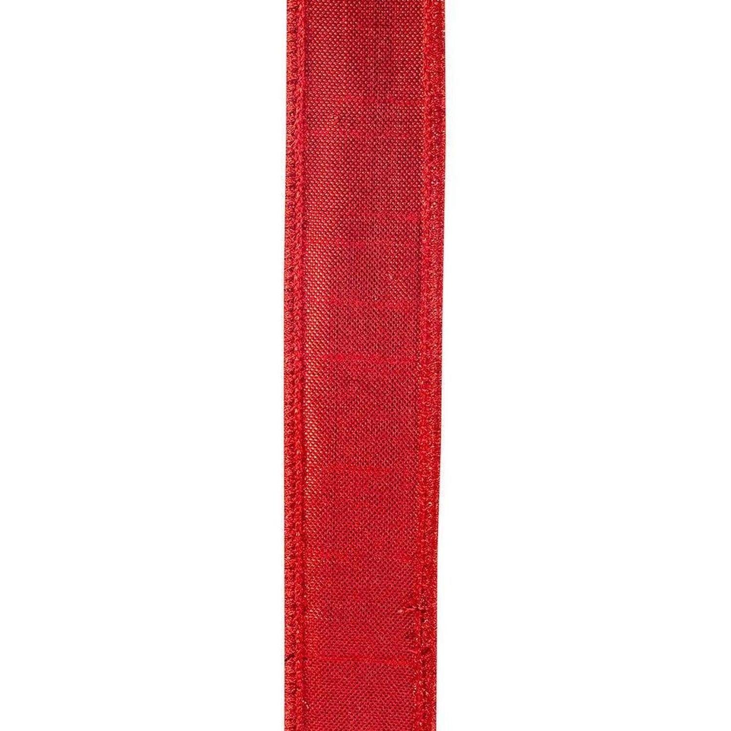 7/8 inch Metallic Dupioni Ribbon: Red (10 Yards)