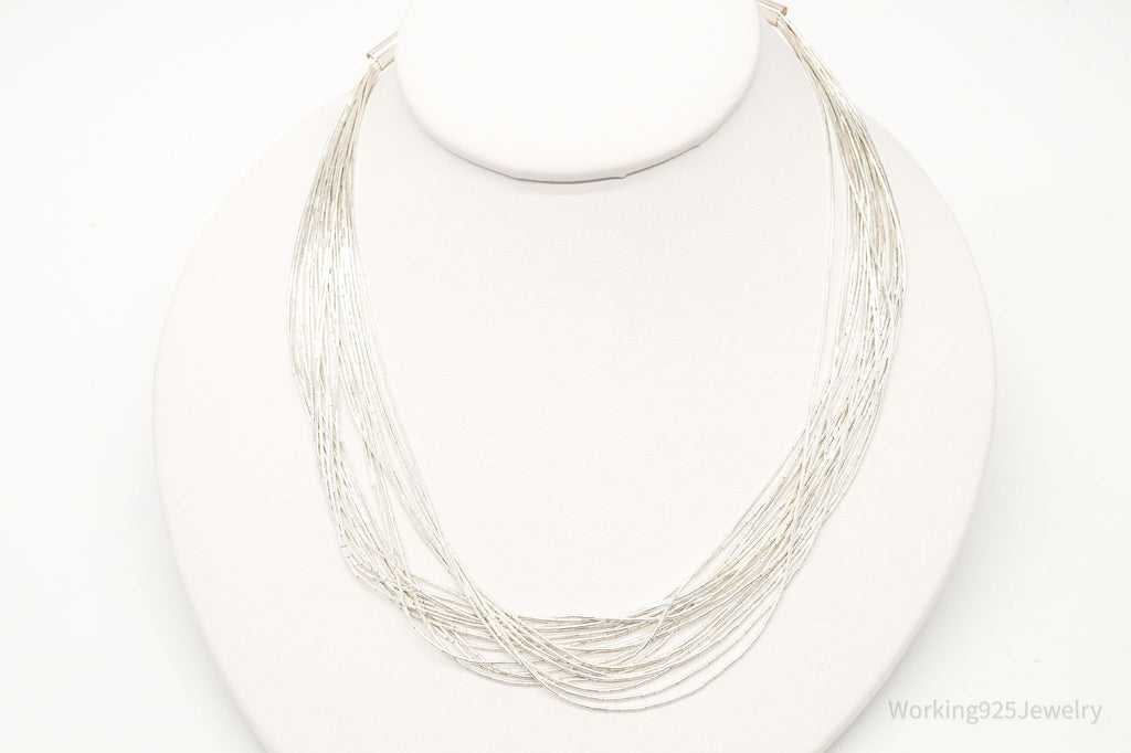 Vintage Native American Sterling Silver Bead Necklace