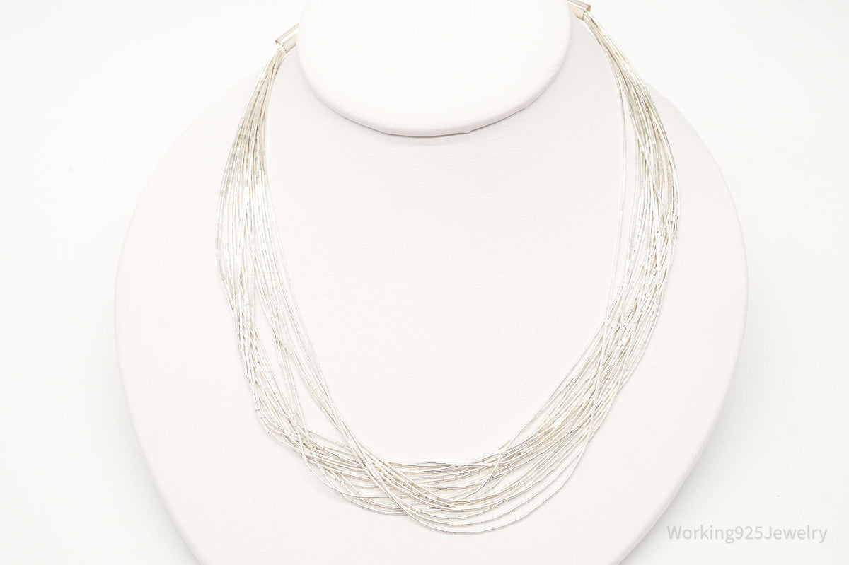 Vintage Native American Sterling Silver Bead Necklace