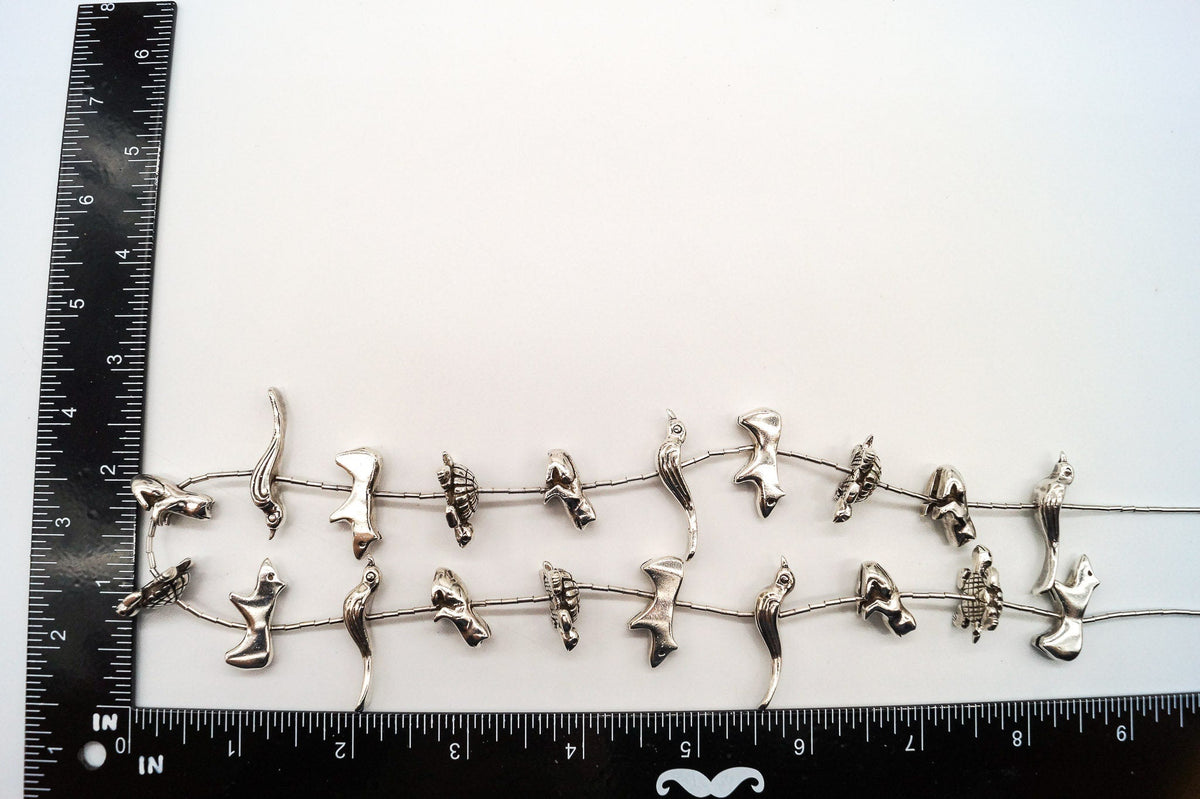 Vintage Native American Zuni Animal Fetish Silver Necklace