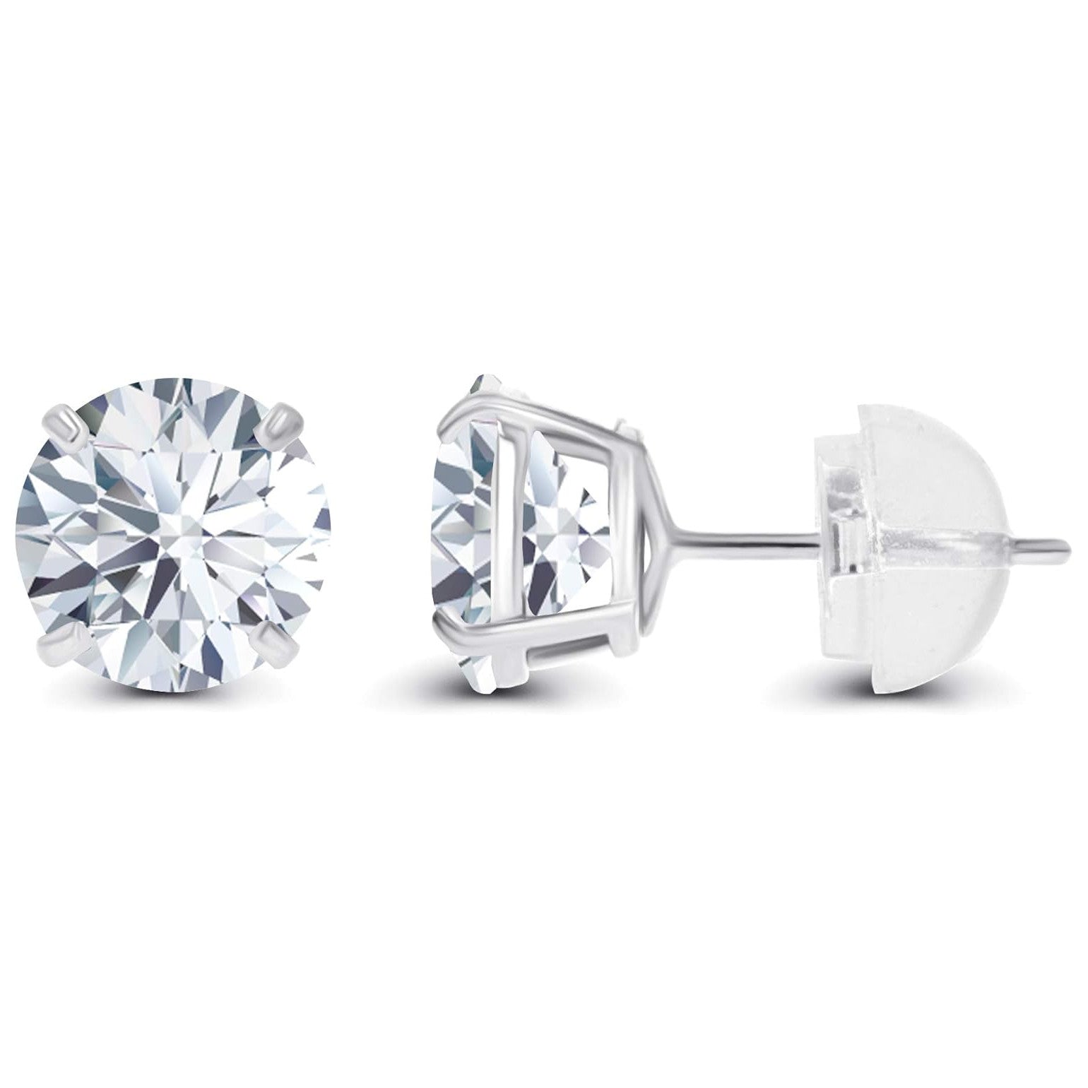 1.00 CTW Round Lab-Grown Diamond Stud Earrings in 14K White or Yellow Gold | G/VS-Clarity