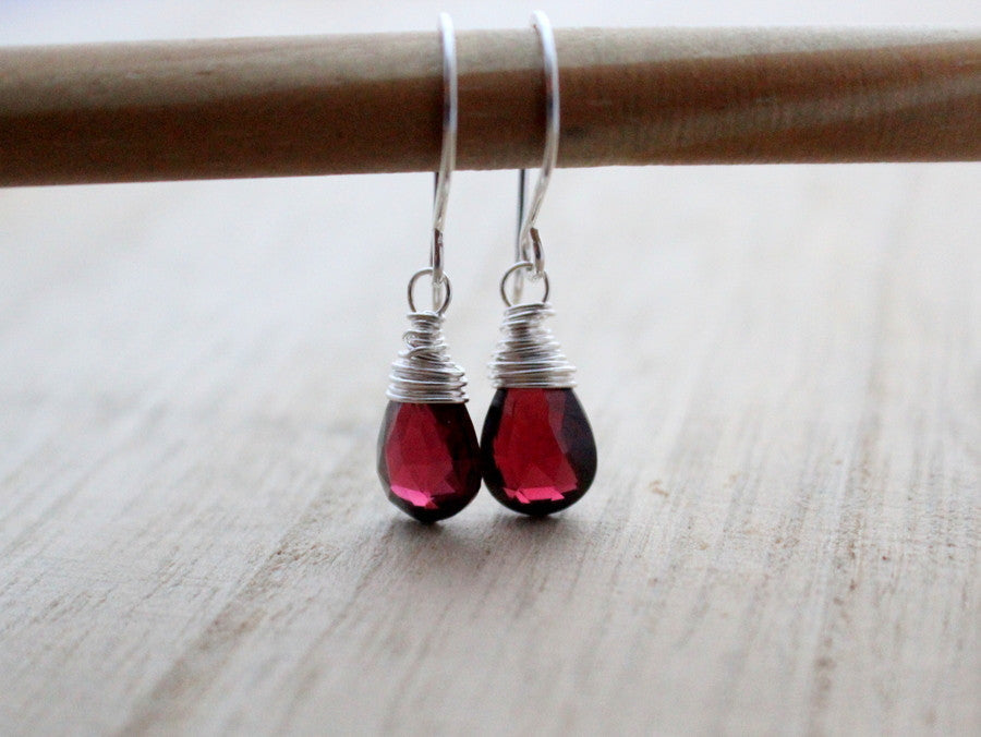 Garnet Silver Drops