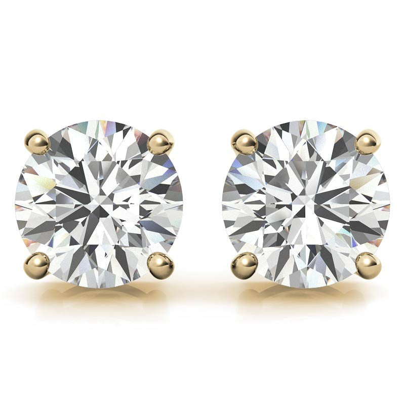 3.50 CTW Lab-Grown Round Diamond Stud Earrings in 14k Gold – E-F/VS AGI Certified