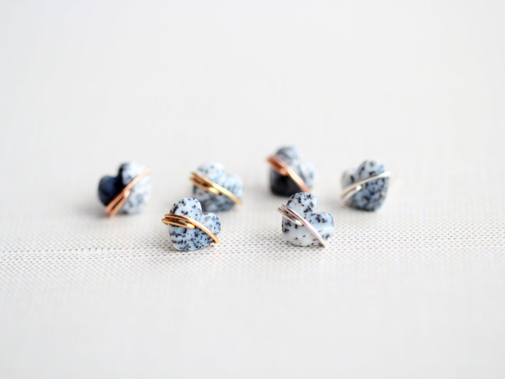Heart Studs - Dendritic Opal