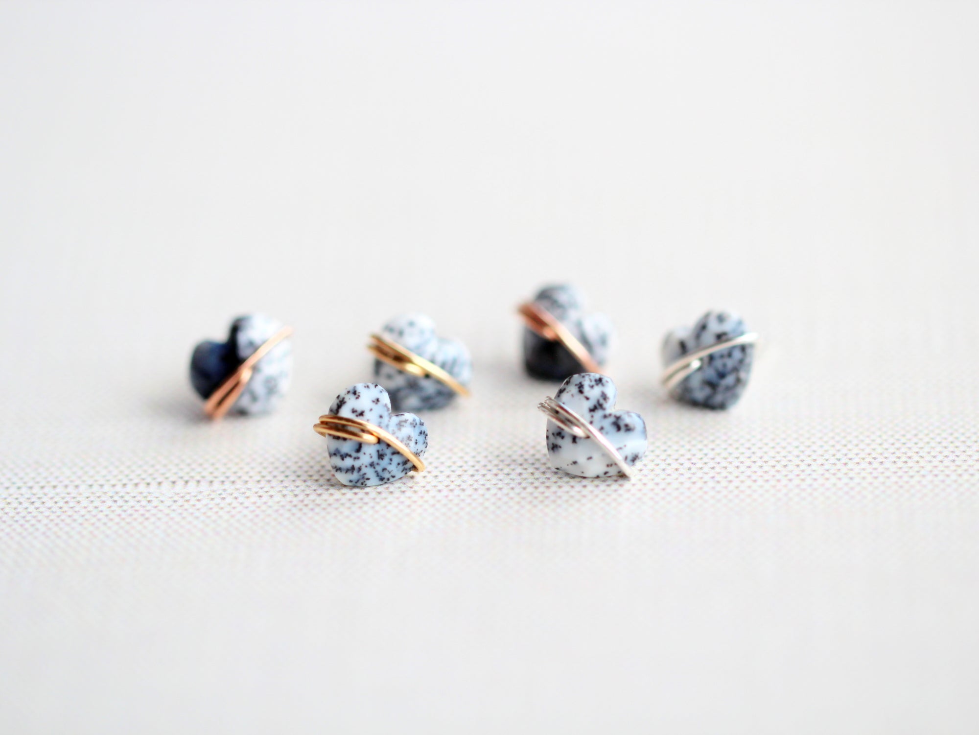 Heart Studs - Dendritic Opal