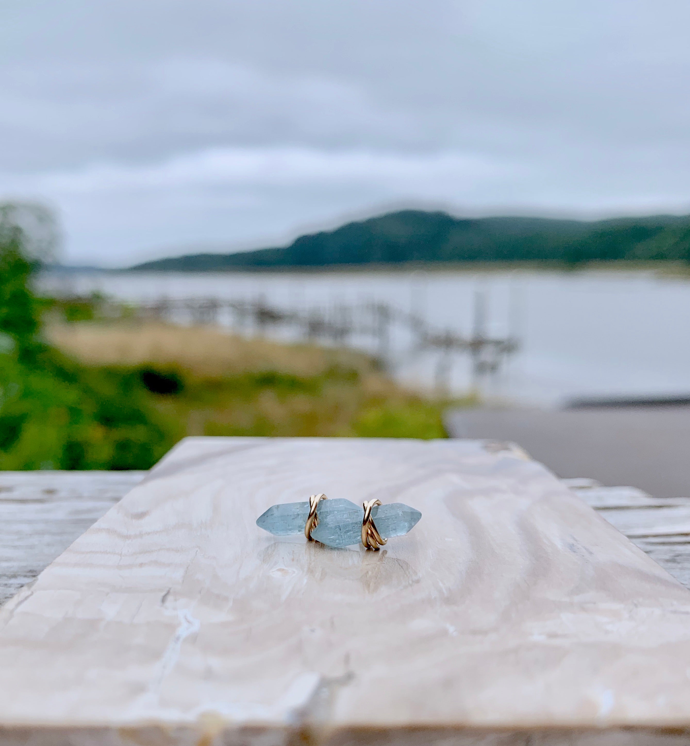 Crest Studs - Aquamarine