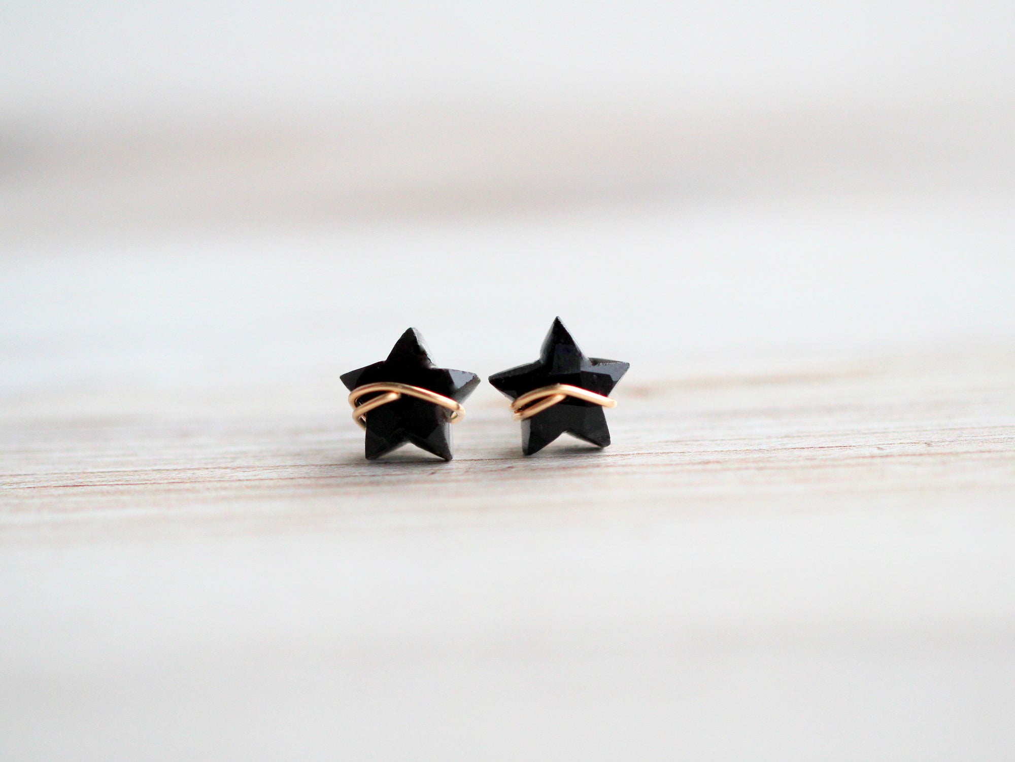 Moonbeam + Stardust Studs - Black Agate