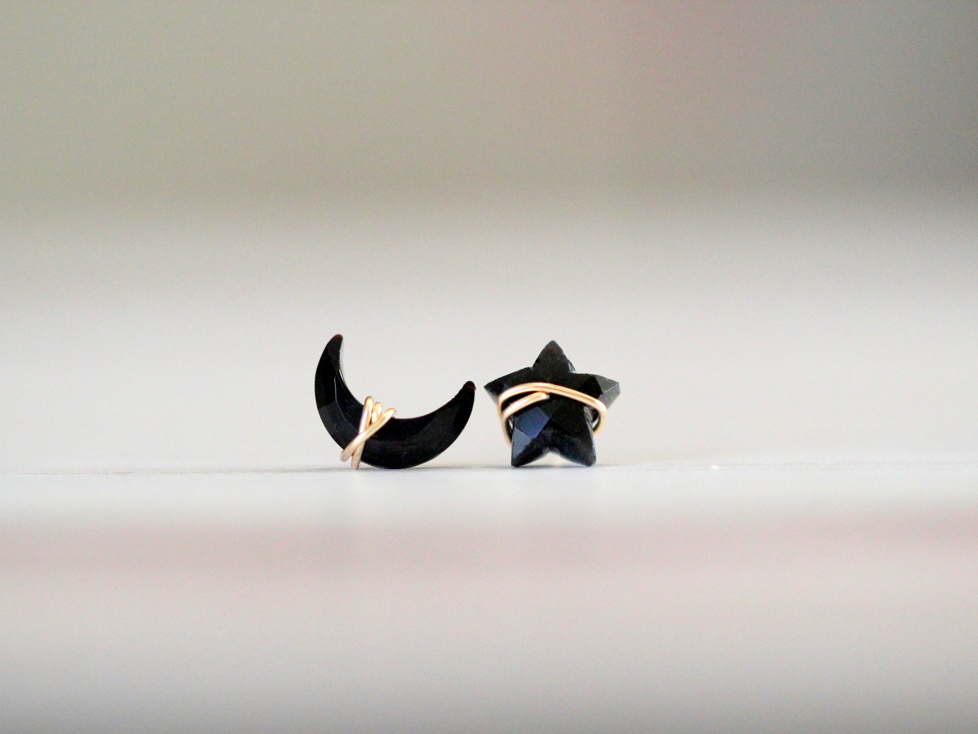 Moonbeam + Stardust Studs - Black Agate