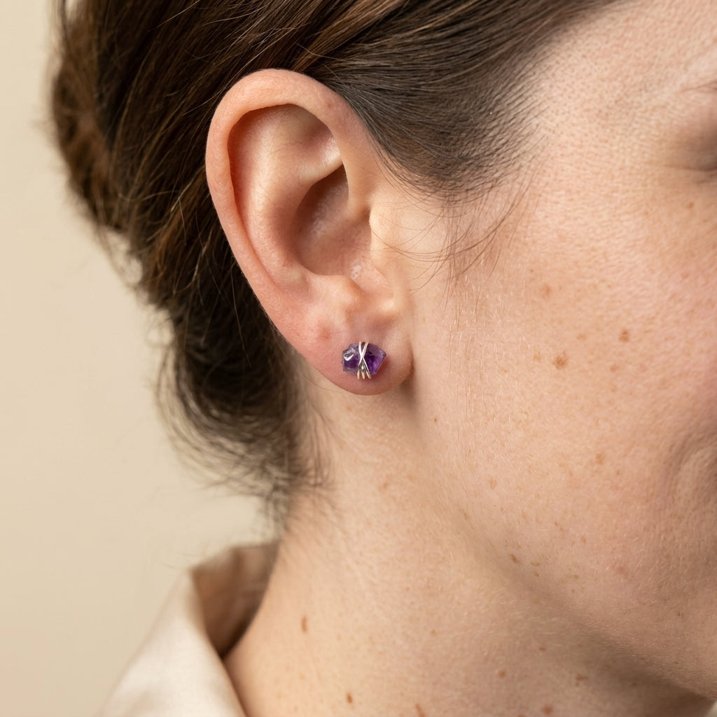 Comet Studs - Amethyst