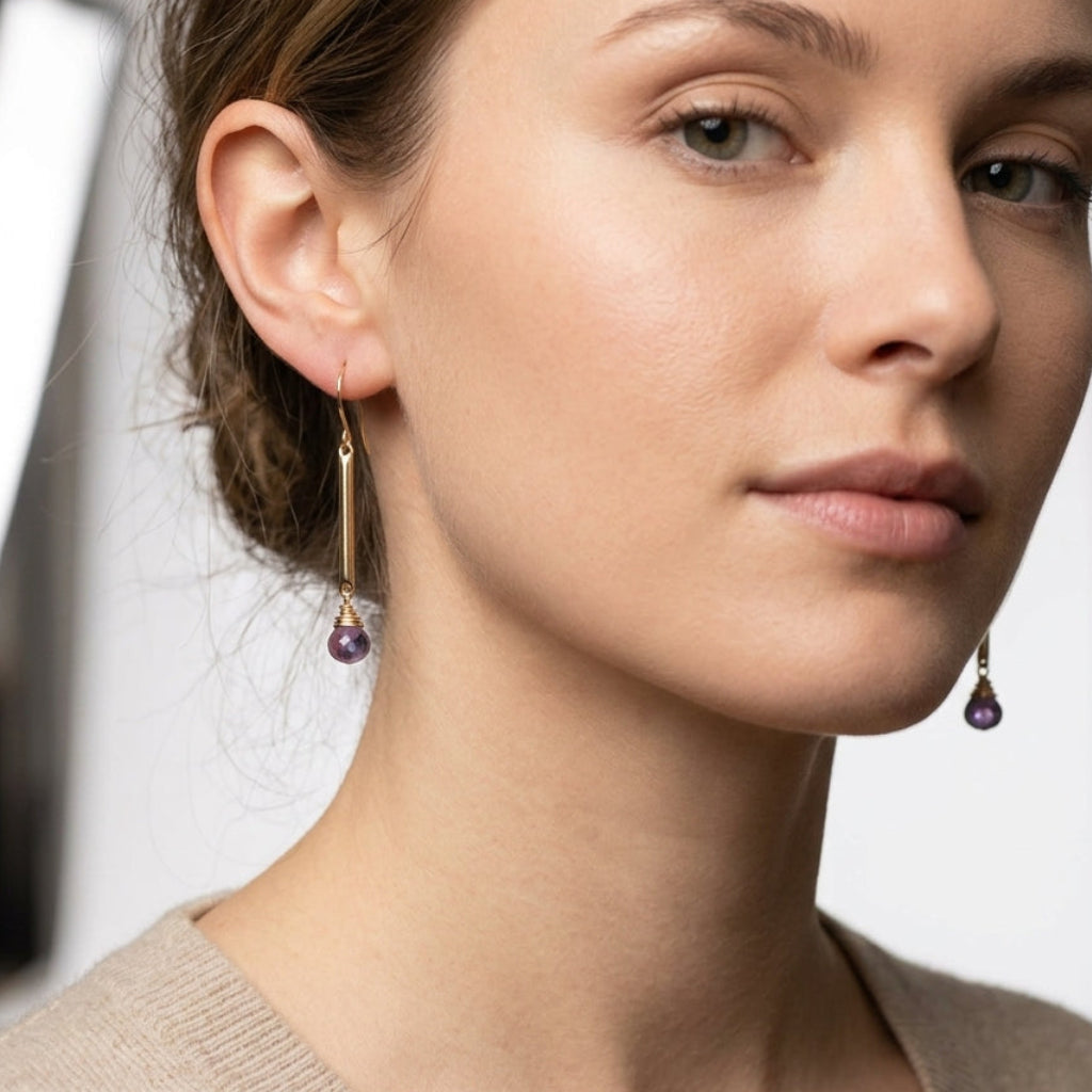 Saressa Designs Amethyst Bar Earrings
