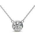 2.00 CTW AGI Certified Round Brilliant Lab Grown Diamond Bezel Pendant in 14K White or Yellow Gold