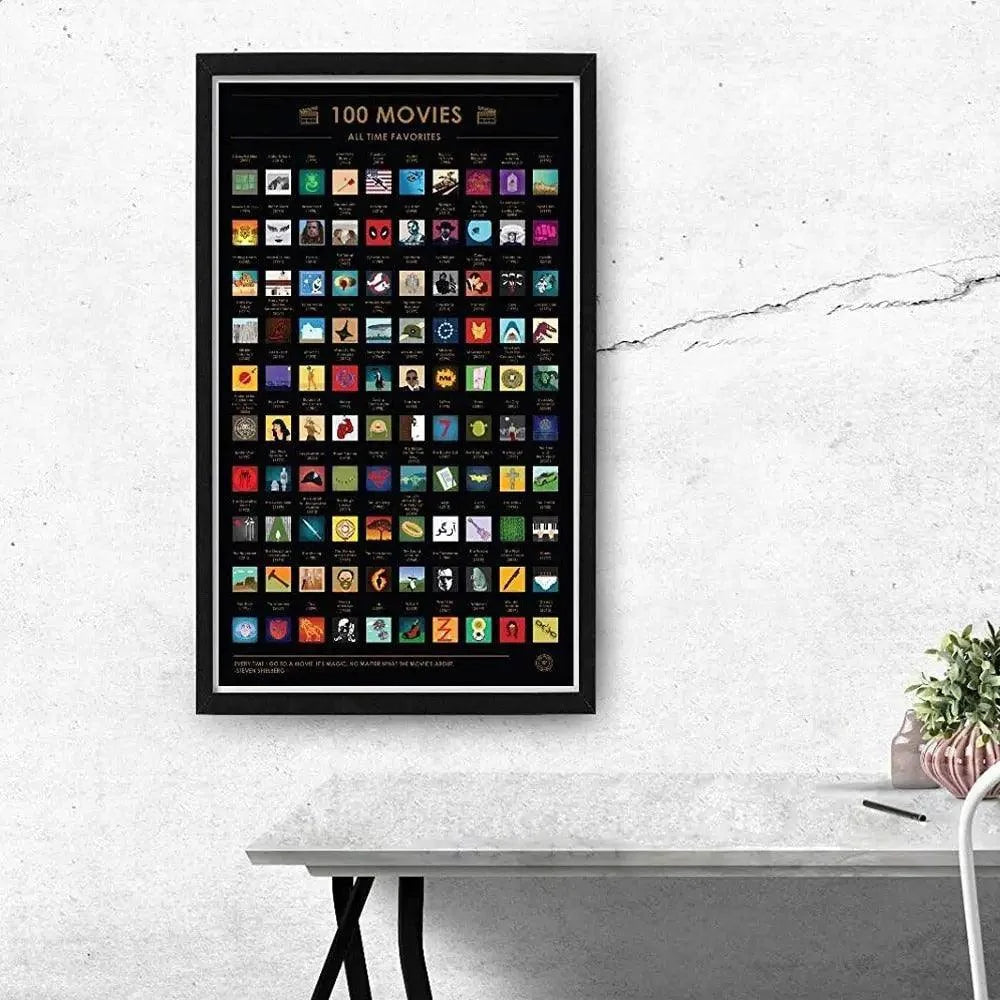Scratch Off 100 Poster Movies Of All Time Must-See Movies Unique Design Perfect Gift For Teens And Older