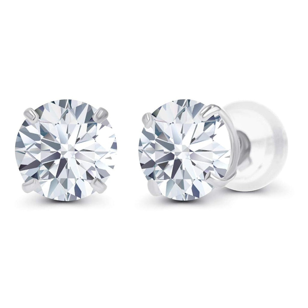 2.00 CTW Round CZ Stud Earrings in 14K White or Yellow Gold – Handcrafted Luxury