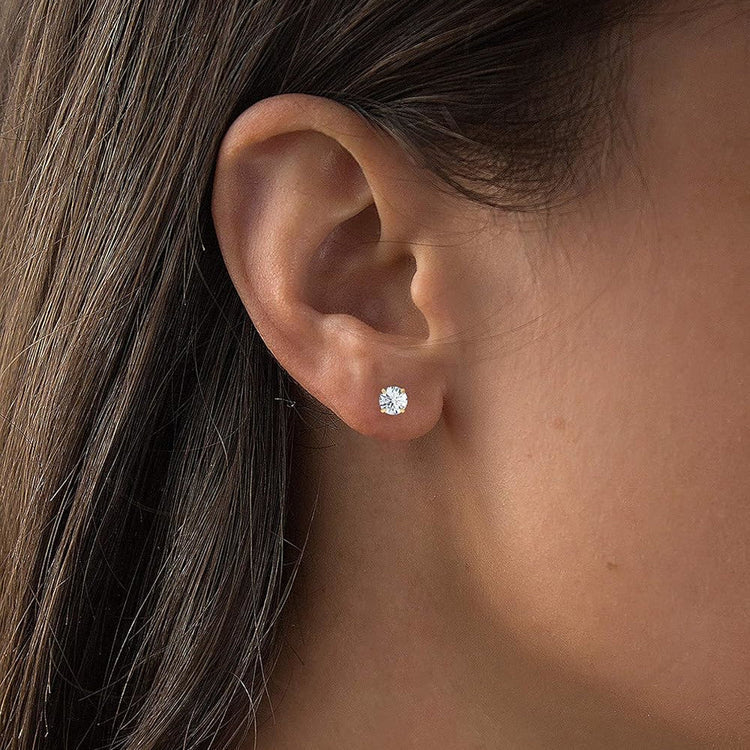 AGI Certified Lab-Grown Diamond Stud Earrings | 2 or 3 CTW | G Color VS Clarity | 14K Gold