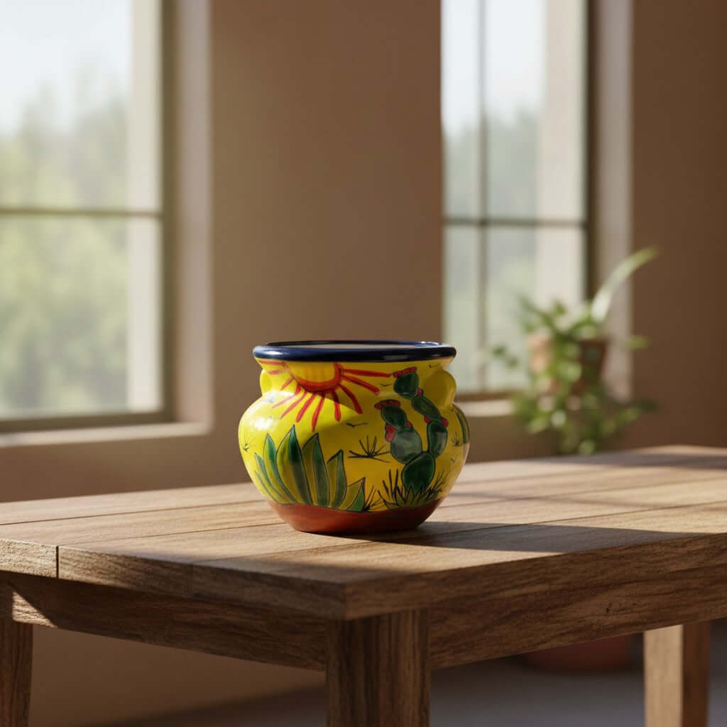 Talavera Cactus Planter | Yellow Desert Design