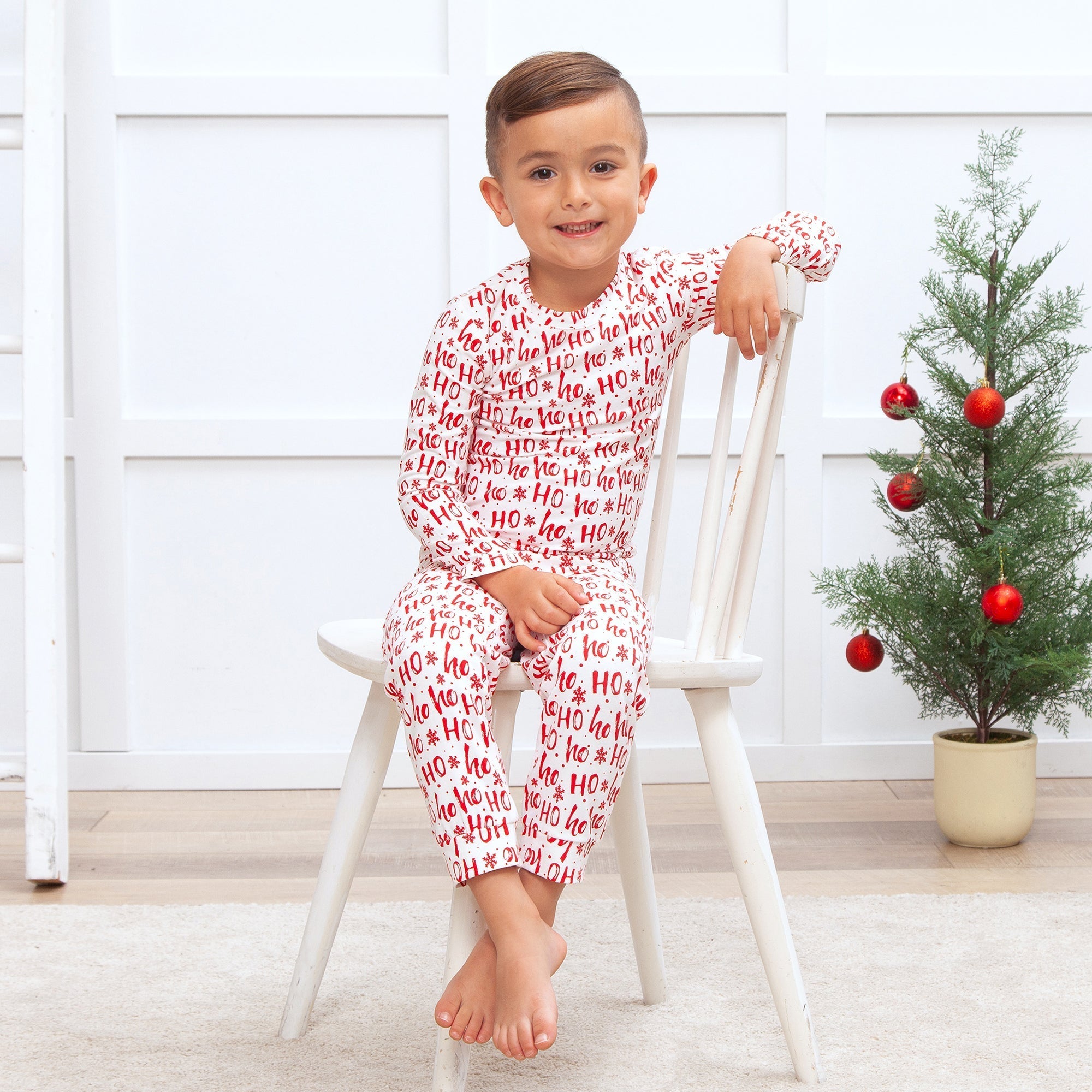 Christmas Ho-Ho-Ho Kids Bamboo Pajama Set-Family Matching