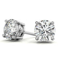 3.50 CTW Lab-Grown Round Diamond Stud Earrings in 14k Gold – E-F/VS AGI Certified